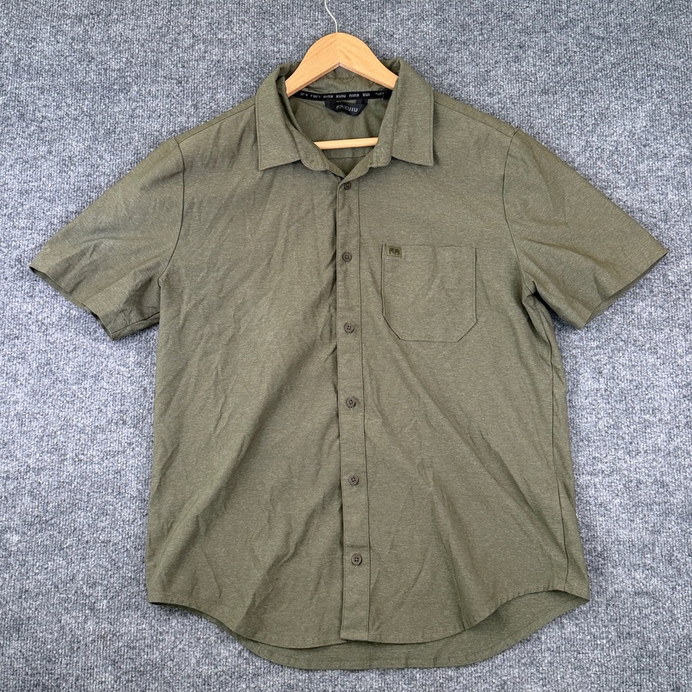 Kuiu Shirt Mens L Green Short Sleeve Button Up Pocket Hunting Outdoor